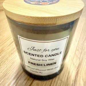 Bamiwo Hand Made – Fresh Linen Scented Candle - 10 Oz Jar