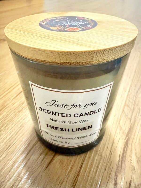 Bamiwo Hand Made – Fresh Linen Scented Candle - 10 Oz Jar