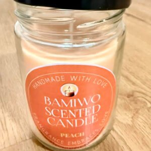 Bamiwo Hand Made – Peach Candle - 12 Oz Jar