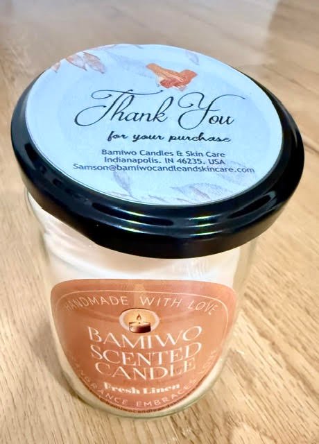 Bamiwo Hand Made – Fresh Linen Candle - 12 Oz Jar