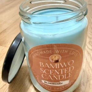 Bamiwo Hand Made – Blueberry Candle Scented — 12 Oz Jar
